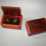 2 GIFTS COCOBOLO ROSEWOOD CUFFLINK BOX AND PENHOLDER