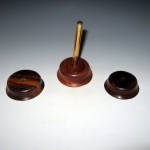 2 GIFTS COCOBOLO ROSEWOOD CUFFLINK BOX AND PENHOLDER