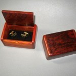 2 GIFTS COCOBOLO ROSEWOOD CUFFLINK BOX AND PENHOLDER
