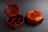 HEXAGONAL COCOBOLO ROSEWOOD JEWELRY BOX WITH DIVIDERS